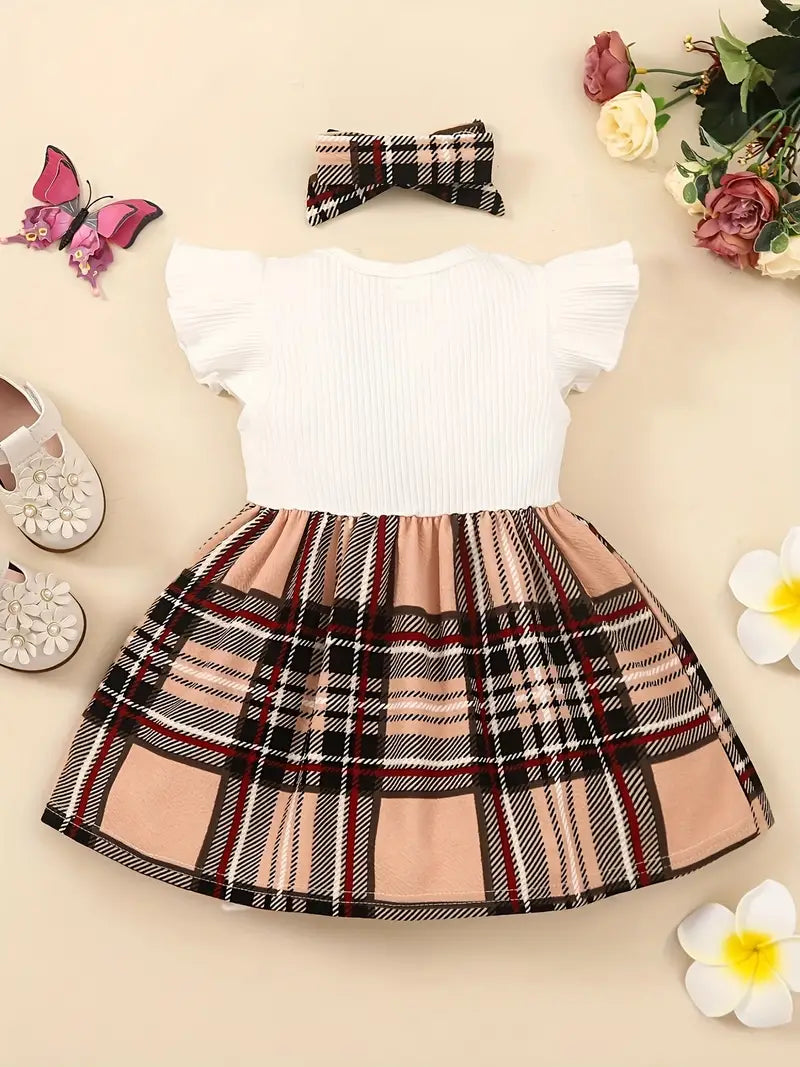 Girls Size 2-3 Plain Bowknot Dress.