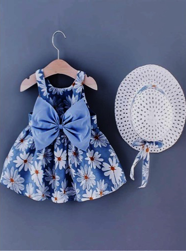 Toddler Girls  Summer Dress and Hat. 2-3 Years old