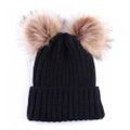 Toddler Girl Solid Pompon Knitted Hat - 18-24 Months.