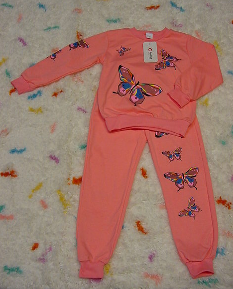 Girl&#39;s PIT PAT Butterfly Print Sweatshirt and Pants SZ 7/8.