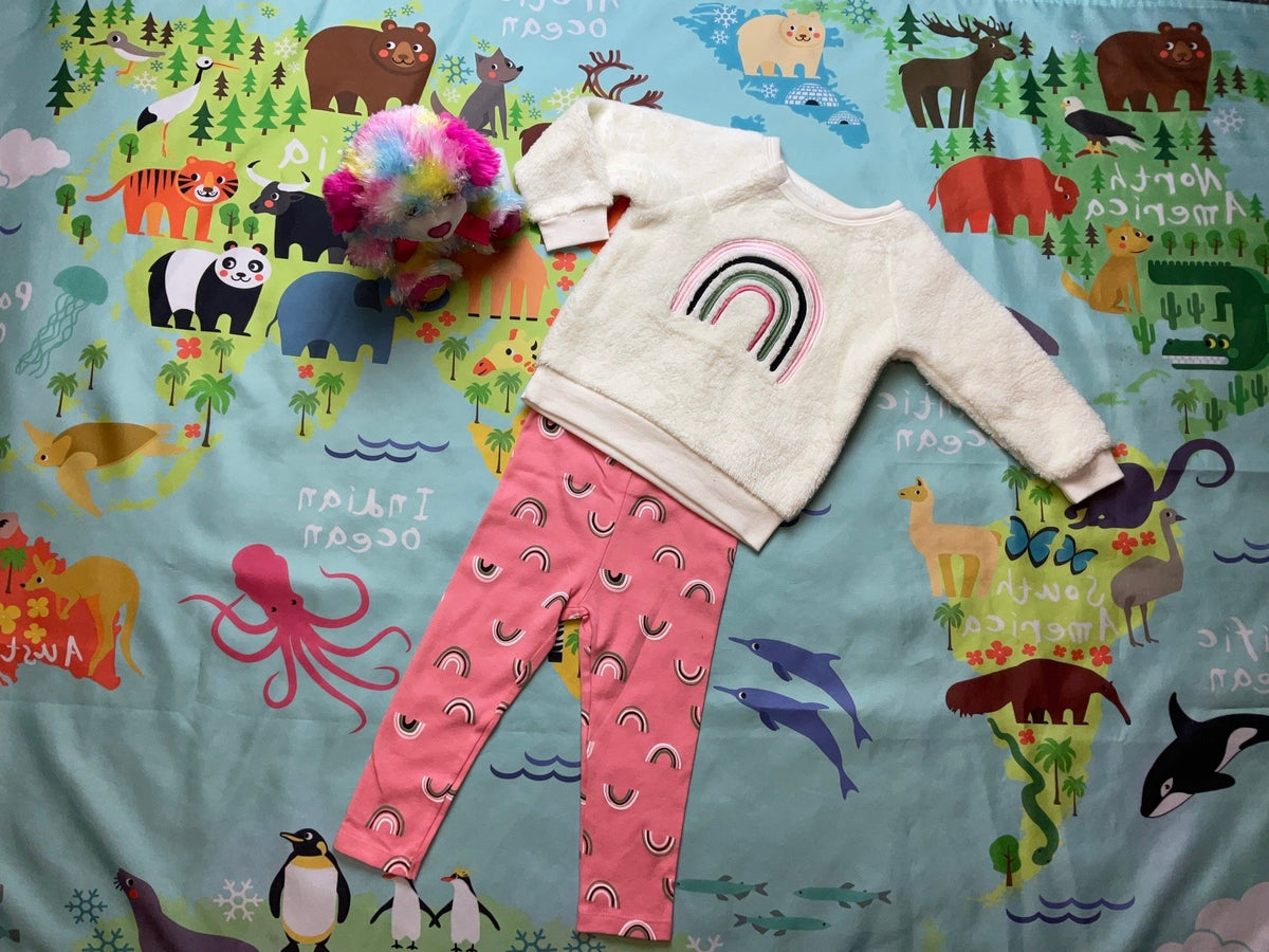 PEKKLE Two Piece RAINBOW Outfit for 18 Month Girl.