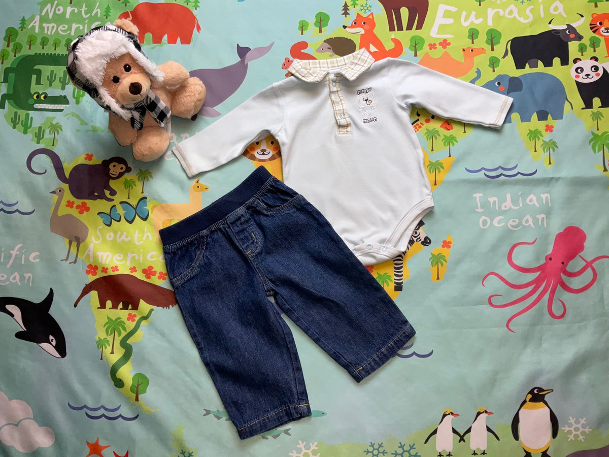 Baby Headquarters Boys 6-9 Months Denim Set..