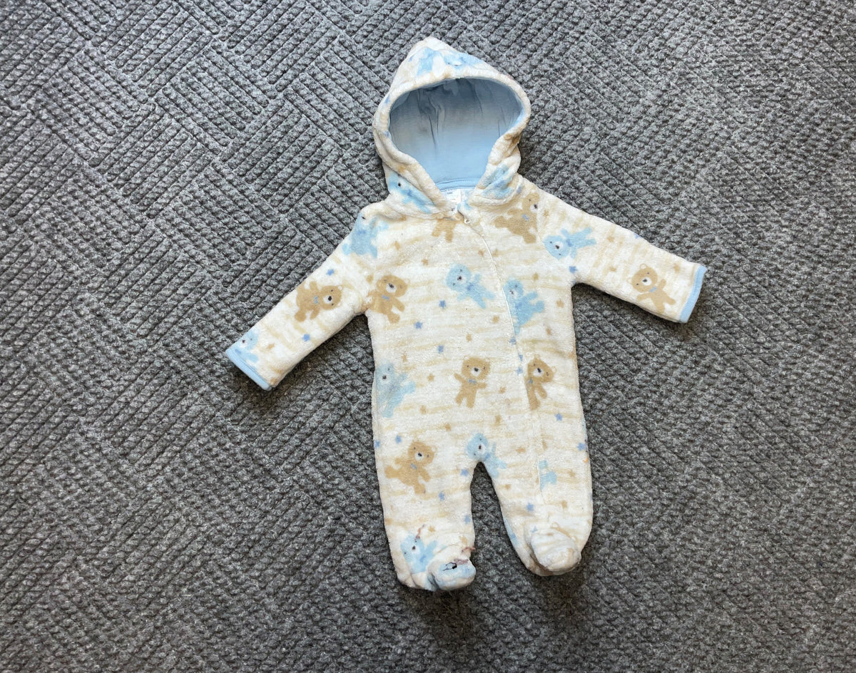 Little Beginnings  0-3 Months Baby Boy One Piece Hoodie..