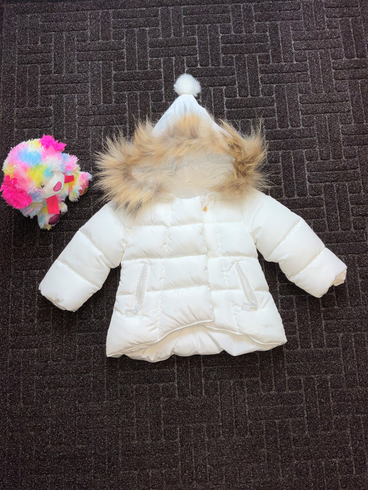 China White Puffer Girl&#39;s Coat 18-24 Mos..