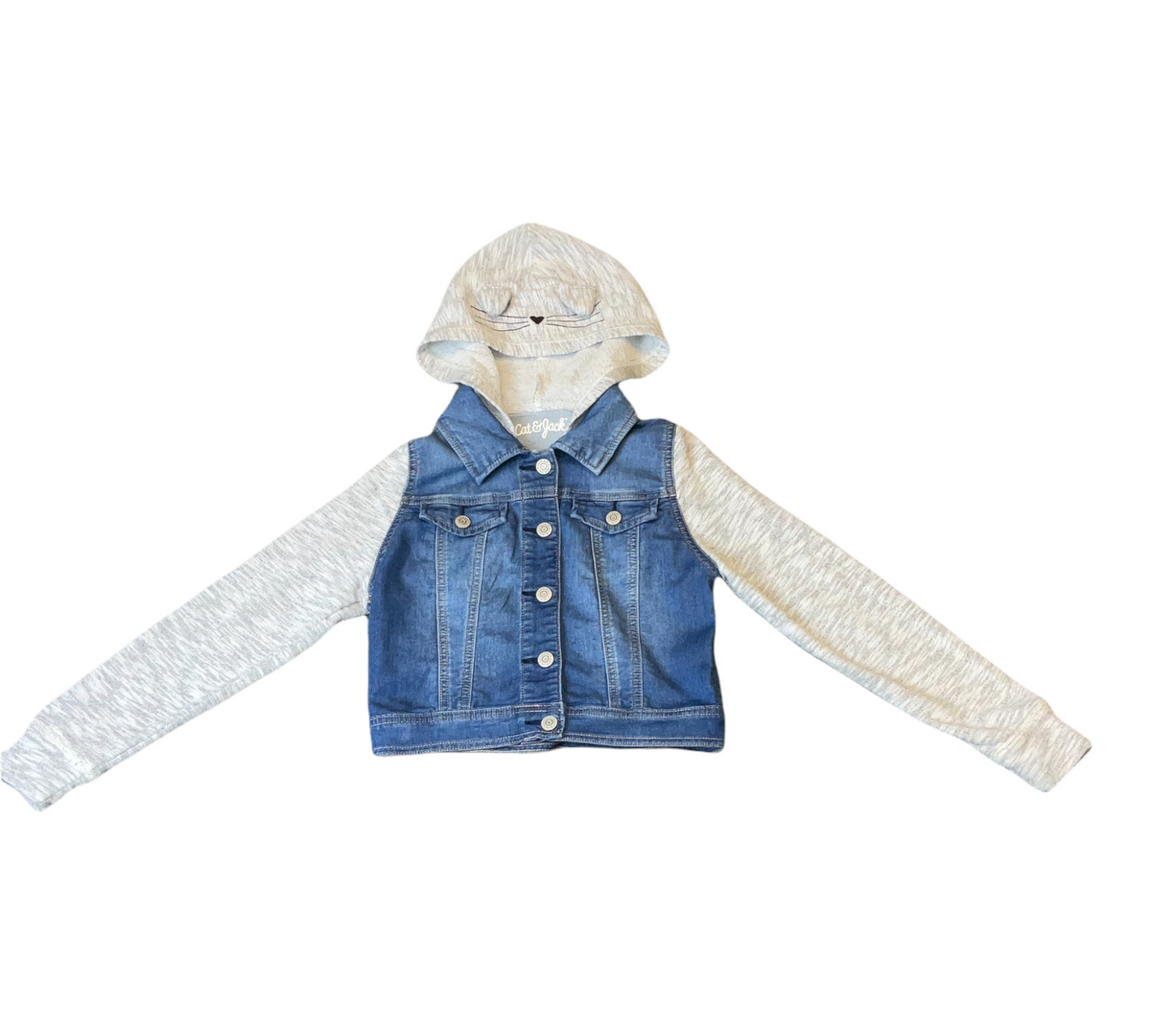 CAT AND JACK GIRLS SIZE 7/8 DENIM HOODIE OUTFIT