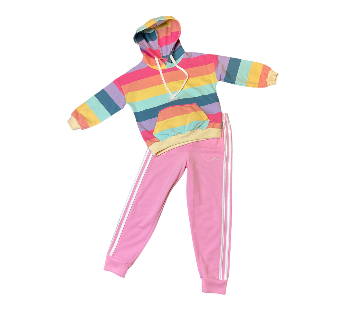 ADIDAS GIRLS SZ.6 Two Piece Pink Hoodie Outfit