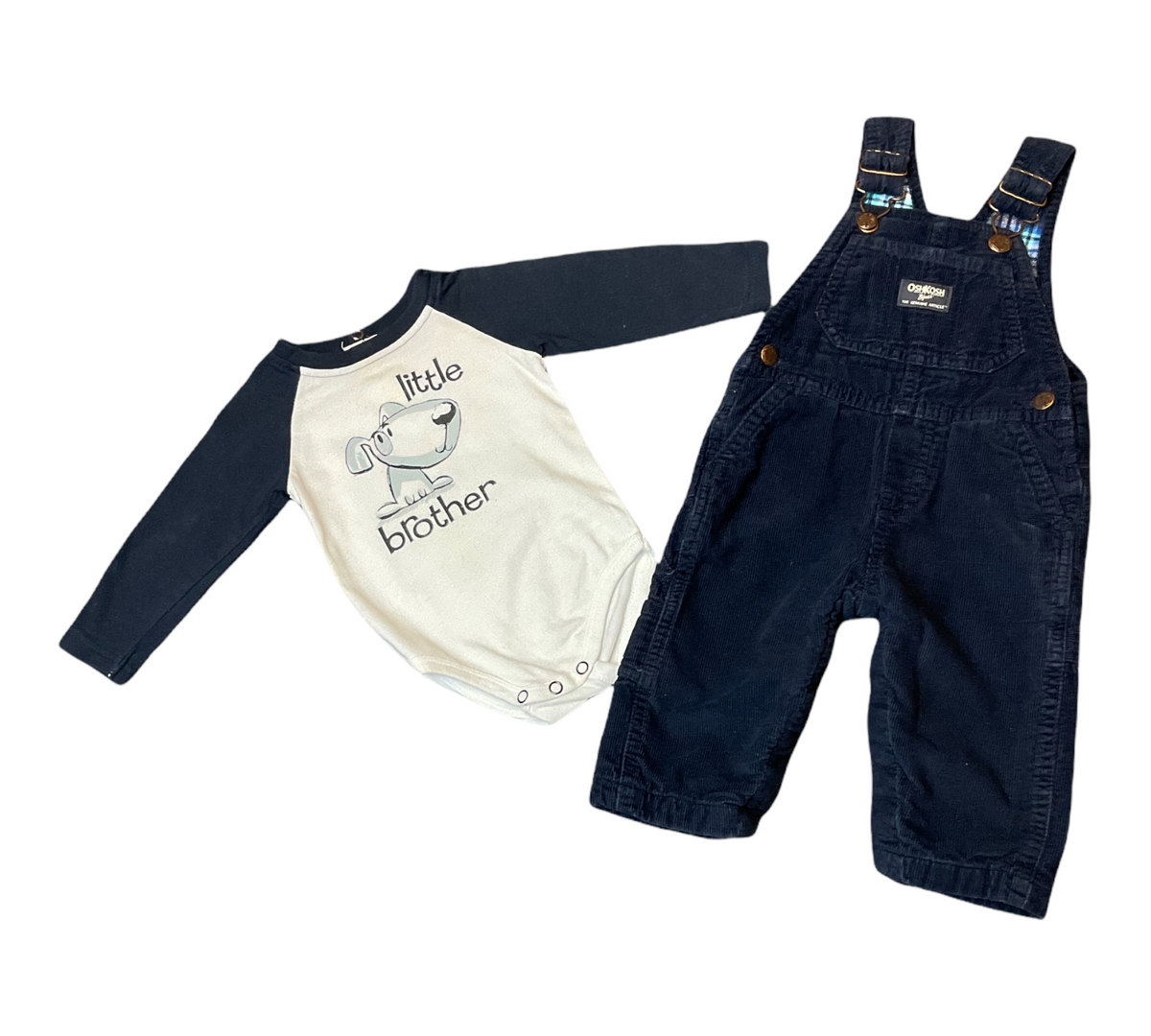 OSHKOSH B&#39;GOSH BOYS 6-9 MONTHS OVERALLS/ONESIE..